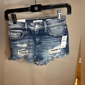 Rancan dark blue distress denim shorts. Never worn, tags attached! Size 24